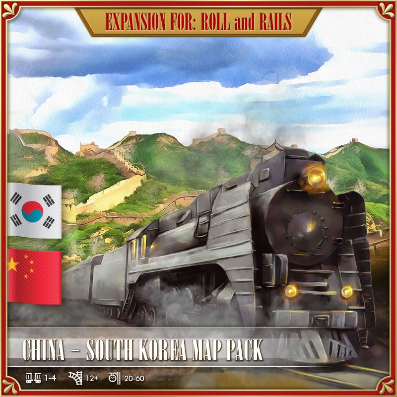roll and rails china south korea map pack